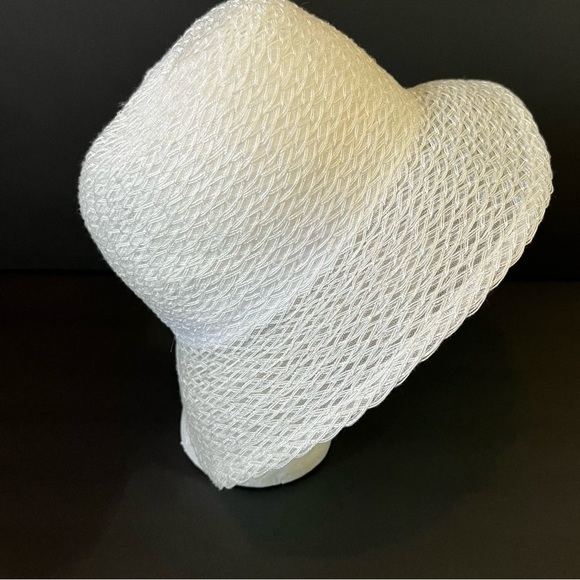 Nine West Womens Sun Hat White Wide Brim Boat Garden Golf Travel Straw Summer - Picture 2 of 6